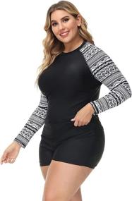 img 1 attached to 👙 Hanna Nikole Women's Tankini Rash Guard and Geometric Swimsuit Set - Stylish Clothing for Beach & Pool