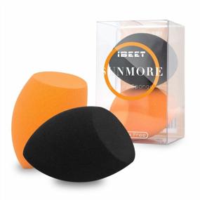 img 4 attached to 2 ШТ. Оранжевая и черная косметическая губка-блендер для пудры, консилера, крема и тонального крема - Косметический инструмент для лица Sunmore.