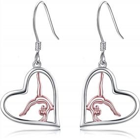 img 4 attached to Rose Gold Gymnast Earrings: 925 Silver Dangle Jewelry For Girls Who Flip And Tumble!