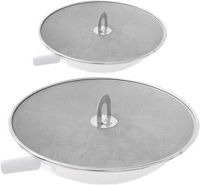 img 4 attached to Efficient Frying With Snowyee'S 2-In-1 Stainless Steel Grease Splatter Screen Set - Large 13" And Small 10