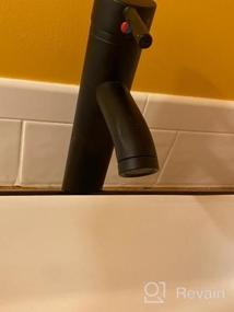 img 5 attached to Черно-белая керамическая раковина для ванной комнаты, фарфоровая раковина над прилавком с черным смесителем и выдвижным сливом, круглая