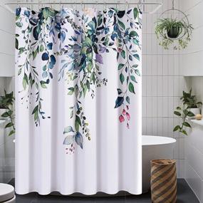 img 4 attached to Green Shower Curtain For Bathroom, Beautiful Modern Leaf And Floral Spring Botanical Shower Curtain, Garden Plants Classic Design, Water Repellent Fabric Shower Curtain Set With 12 Hooks 72X72 White