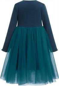 img 2 attached to Adorable Toddler Girl Long Sleeve Knit Tulle A-Line Skater Dress For Fall!