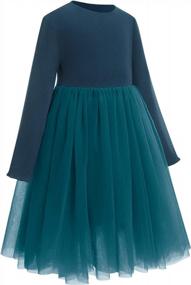 img 3 attached to Adorable Toddler Girl Long Sleeve Knit Tulle A-Line Skater Dress For Fall!