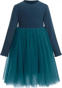 img 4 attached to Adorable Toddler Girl Long Sleeve Knit Tulle A-Line Skater Dress For Fall!