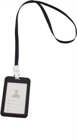 img 4 attached to 8-Pack Black Vertical ID Badge Holder & Lanyard Set - Name Tag Card Protection
