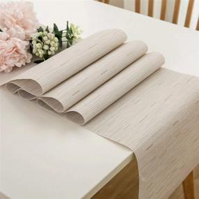img 4 attached to Modern Farmhouse Beige Table Runner - 12"×108" Non-Slip & Heat Resistant, Easy To Clean For Family Dinners, Office & Kitchen Tables, Perfect For Thanksgiving & Christmas Parties - DOLOPL