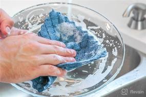 img 2 attached to 🧽 Microfiber Quilted Dish Cloths, 5 Pack, Aqua, Grey, Navy - Envision Home