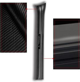 img 3 attached to 🚘 KIKIMO Matte Carbon Fiber ABS Door Sill Protector for Tesla Model Y - Car Pedal Kick Protection with Sill Scuff Plate Guard Set - Front and Rear Door Sill Covers for 5 Seater Tesla Model Y Accessories