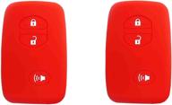 bar autotech remote key silicone rubber keyless entry shell case fob and key skin cover fit for toyota 4runner venza avalon land cruiser camry prius (1 pair) (red) logo