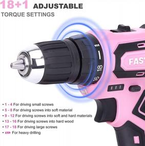 img 2 attached to Pink Cordless Drill Driver Set With 177 Pieces Of Home Repair Tools, 20V Lithium-Ion Battery, And Storage Case For Women