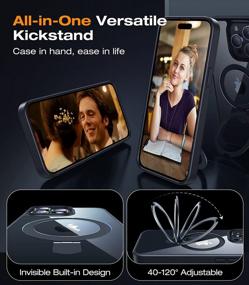 img 1 attached to VICSEED For IPhone 14 Pro Max Case Magsafe Clear [Versatile Invisible Stand] Magnetic Phone Case Cover [Thin & Shockproof] Military Drop Protective Kickstand For IPhone 14 Pro Max, Black Clear