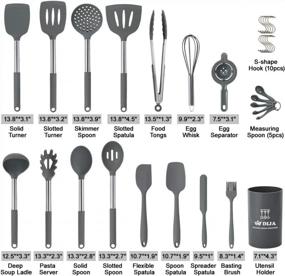 img 3 attached to 31Pcs Heat Resistant Non-Stick Silicone Kitchen Utensil Set With Stainless Steel Handle - Gray (BPA Free, Non Toxic)
