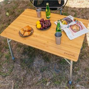 img 2 attached to Experience Ultimate Convenience With KingCamp Bamboo Folding Table For Camping And Picnic: Lightweight, Heavy Duty, And Adjustable Height Aluminum Frame