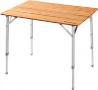 experience ultimate convenience with kingcamp bamboo folding table for camping and picnic: lightweight, heavy duty, and adjustable height aluminum frame logo