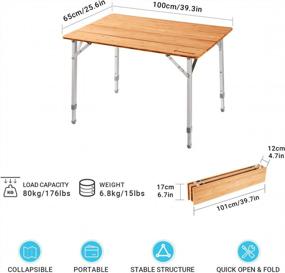 img 1 attached to Experience Ultimate Convenience With KingCamp Bamboo Folding Table For Camping And Picnic: Lightweight, Heavy Duty, And Adjustable Height Aluminum Frame