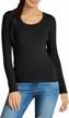 emmalise women's long sleeve t-shirt with scoop neck - basic tee for junior and plus sizes logo