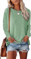 women's yesno casual loose long sleeve shirt with crewneck, solid tops pullover sweatshirt and pocket - ty2 logo