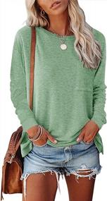 img 4 attached to Women'S YESNO Casual Loose Long Sleeve Shirt With Crewneck, Solid Tops Pullover Sweatshirt And Pocket - TY2