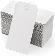 white blank shipping tags with string - coideal 120 pcs strung cardstock hanging paper tag attached reinforced hole for labeling price inventory luggage 4 3/4" x 2 3/8 logo