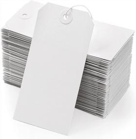img 4 attached to White Blank Shipping Tags With String - Coideal 120 Pcs Strung Cardstock Hanging Paper Tag Attached Reinforced Hole For Labeling Price Inventory Luggage 4 3/4" X 2 3/8