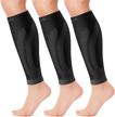 cambivo 3 pairs calf compression sleeve for women and men,leg brace for running, cycling, shin splint support for working out(black, small-medium) logo