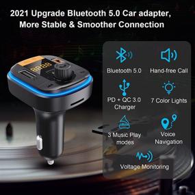 img 3 attached to 🚗 Tensun Bluetooth FM Transmitter for Car - PD20W+QC3.0 Cigarette Lighter Bluetooth 5.0 Radio Receiver with Hands-Free Call & Siri/Google Assistant Support