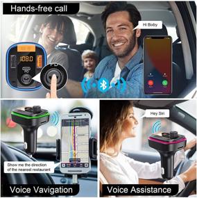 img 1 attached to 🚗 Tensun Bluetooth FM Transmitter for Car - PD20W+QC3.0 Cigarette Lighter Bluetooth 5.0 Radio Receiver with Hands-Free Call & Siri/Google Assistant Support