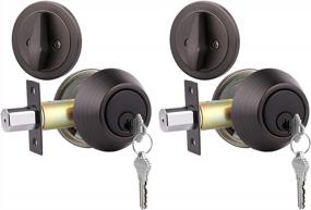 img 4 attached to Oil Rubbed Bronze Single Cylinder Deadbolts Door Lock Set With 2 Keyed Alike Cylinders For Enhanced Security