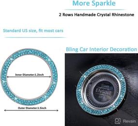 img 1 attached to 🔹 Enhance Your Style On The Road: Dsycar 8 Pack Handmade Crystal Rhinestone Valve Stem Caps with Ring Emblem Engine Start Sticker - Universal Fit & Corrosion Resistant (Oval Sky Blue)