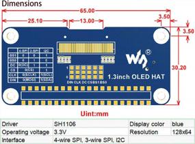 img 2 attached to 📺 Waveshare 1.3Inch OLED Display HAT Compatible with Jetson Nano, Raspberry Pi 3B/3B/2B/Zero/Zero W/Zero WH, 128X64 Pixels Screen with Embedded Controller, SPI or I2C Interface, 1.3 Inch, LED Supported