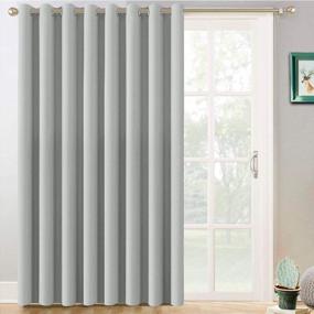 img 4 attached to Grey Blackout Thermal Patio Door Curtains By Yakamok - Grommet Top Sliding Glass Door Blinds, Room Darkening Split Room Divider Curtains (Light Grey, 100" W X 84" L)