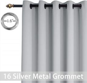 img 2 attached to Grey Blackout Thermal Patio Door Curtains By Yakamok - Grommet Top Sliding Glass Door Blinds, Room Darkening Split Room Divider Curtains (Light Grey, 100" W X 84" L)
