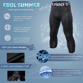 img 1 attached to Maximize Your Workout With Yuerlian Men'S Compression Capri Tights - Cool, Dry, And Comfortable