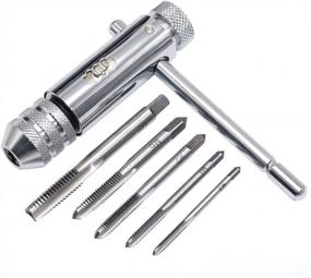 img 4 attached to Adjustable T-Handle Ratchet Tap Holder Wrench With 5 Metric Machine Thread Taps (M3/M4/M5/M6/M8) - XLENTGEN Manual Tapping Set For Easy Precision Drilling