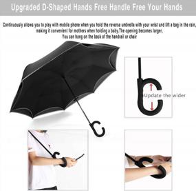 img 1 attached to Обратный зонт SIEPASA, ветрозащитный зонт, перевернутый зонт, зонты для женщин с защитой от ультрафиолета, перевернутый зонт с безопасной светоотражающей полосой (черный)