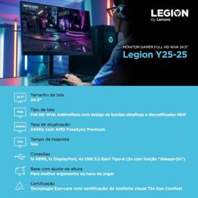 img 1 attached to Lenovo Legion Y25 25 24 5 Inch Monitor 24.5", 1920X1080P, 240Hz, Low Blue Light, USB Hub, ‎66AAGAC6US, HD