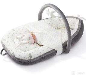 img 4 attached to 👶 Turnextte Baby Lounger with Toy Arch, Pillow, and Blanket - Portable Co Sleeper Nest for Newborns in Bed - Baby Lounger for 0-24 Months