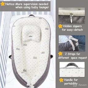 img 1 attached to 👶 Turnextte Baby Lounger with Toy Arch, Pillow, and Blanket - Portable Co Sleeper Nest for Newborns in Bed - Baby Lounger for 0-24 Months