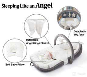 img 3 attached to 👶 Turnextte Baby Lounger with Toy Arch, Pillow, and Blanket - Portable Co Sleeper Nest for Newborns in Bed - Baby Lounger for 0-24 Months