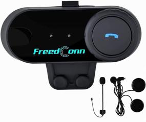 img 4 attached to 🏍️ FreedConn T-COMVB Мотоциклетная система связи Bluetooth 5.0 гарнитура для шлема - дальность 800 м / связь между 2-3 участниками / катание на лыжах / совместное прослушивание музыки / 1 набор с заменяемым жестким и мягким микрофоном.