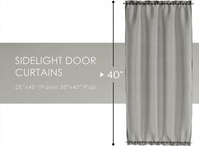 img 3 attached to Melodieux Grey Semi Sheer Sidelight French Door Curtains 40 Inch Length, Linen Look Front Door Voile Drapes Patio Sliding Glass Door, 25 By 40 Inch, 2 Panels