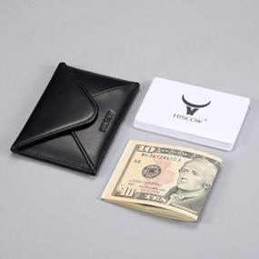 img 3 attached to Stylish And Sleek HISCOW Envelope Business Card Holder: Italian Calfskin Black With Magnetic Closure