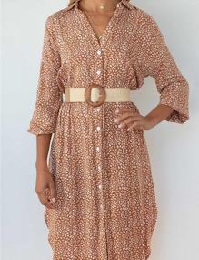 img 3 attached to Women'S Leopard Print Button Down V Neck Split Belted Dress With Pocket