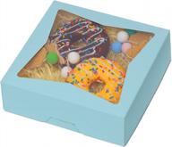 синие коробки для выпечки премиум-класса с окном: yotruth 15 упаковок 8x8x2,5 дюйма, толстые и прочные коробки для пирогов, тортов, кондитерских изделий и пончиков логотип