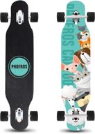 phoeros 41-inch longboard skateboard for adults, beginners, girls, boys, and teens - complete cruiser skateboard for carving, free-style, and downhill riding logo