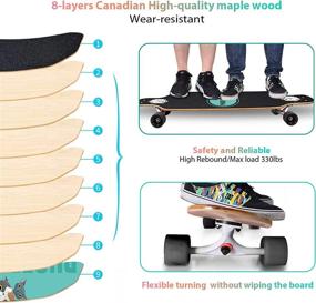 img 2 attached to 41-дюймовый скейтборд PHOEROS Longboard для взрослых, начинающих, девочек, мальчиков и подростков - полноценный скейтборд Cruiser для резьбы по дереву, фристайла и скоростного спуска