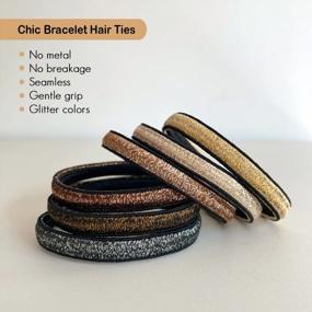 img 2 attached to Sparkle And Style: Cherssy Gold Glitter Elastic Hair Ties For Women And Girls