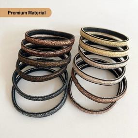 img 1 attached to Sparkle And Style: Cherssy Gold Glitter Elastic Hair Ties For Women And Girls
