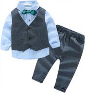 boys 3-piece suit set with shirt, vest, and pants for casual wear logo